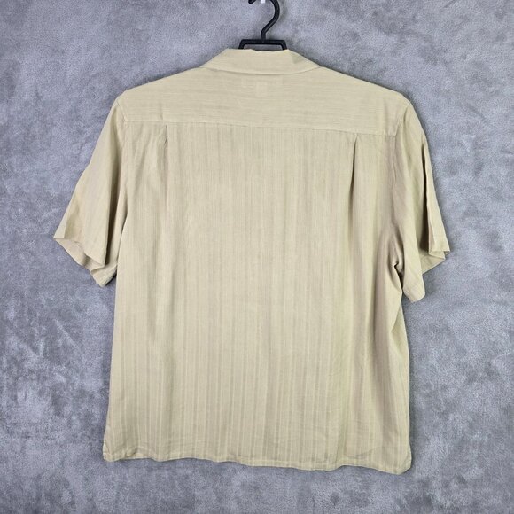 Mens Croft & Barrow Beige 100% Silk Shirt Short Sleeve Button-Down Size XL - Picture 4 of 8